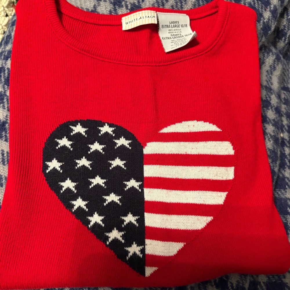 White Stag Patriotic Red Crew Neck Sweater